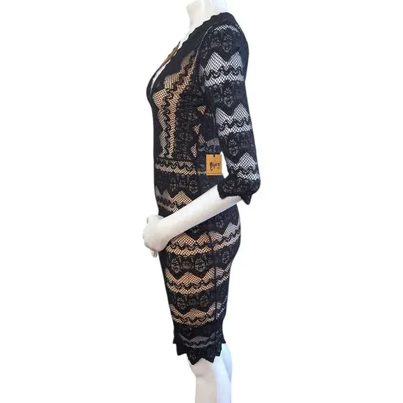 Nightcap Sierra Lace 3/4 Sleeve Deep V Dress Size 2 Us S - Picture 2 of 11